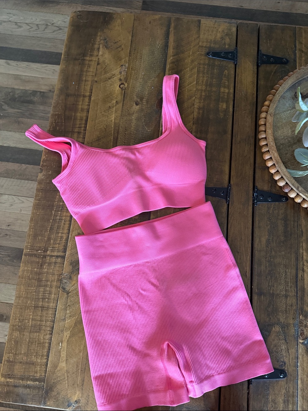Pink Ribbed Two-Piece Active Set